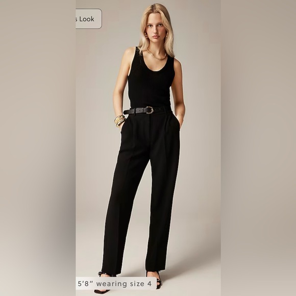 J. Crew Petite Essential Relaxed Drapey Crepe Trouser in Black - Picture 1 of 7